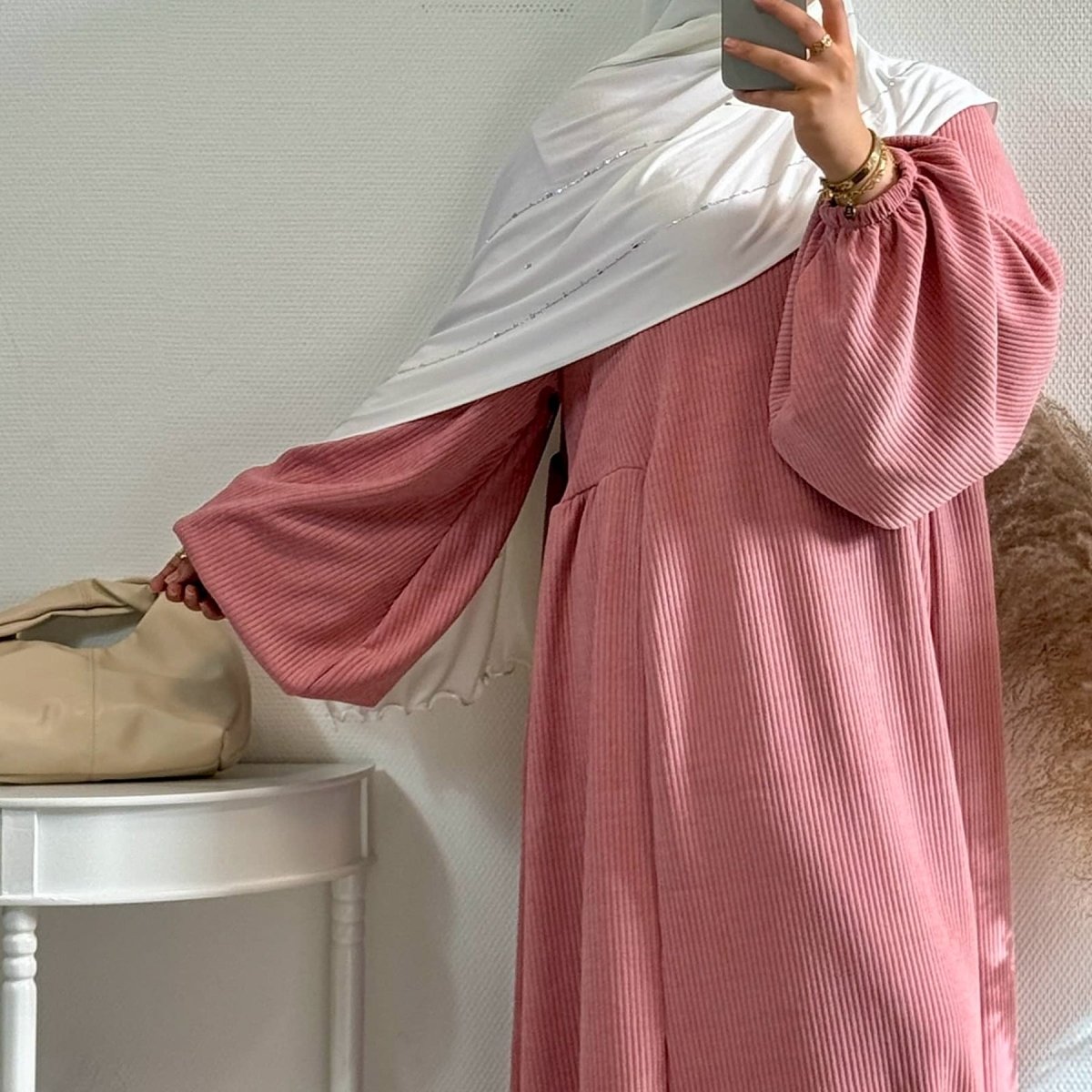 Abaya Swing en velours côtelé, coupe ample | Abaya Casual en velours côtelé (MA117)