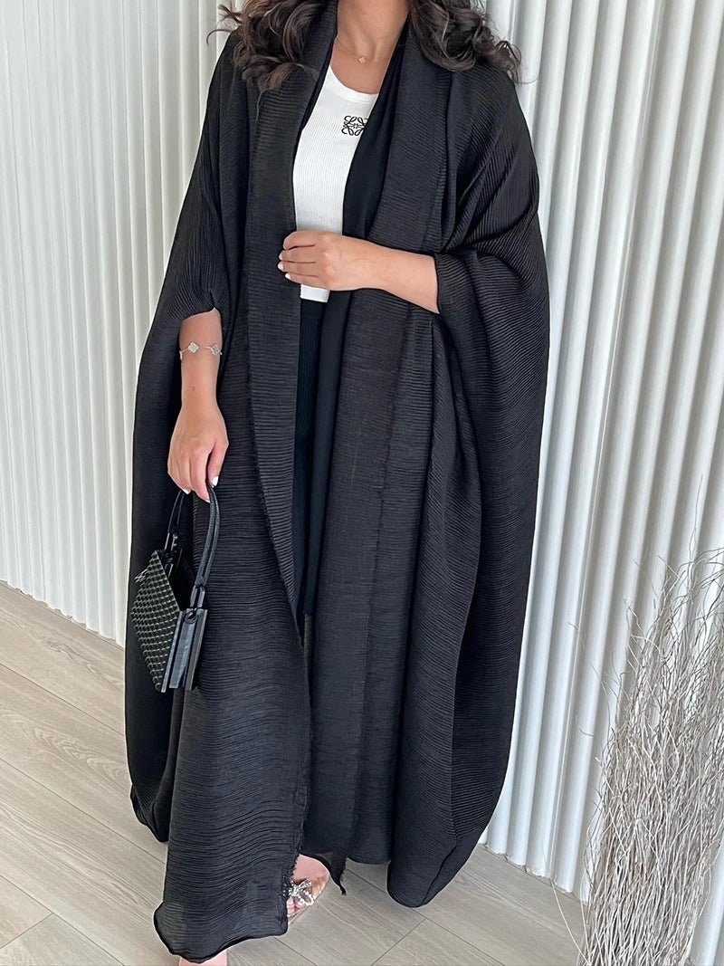 Abaya ouverte plissée chic à manches chauve-souris ombrée (MOA120)