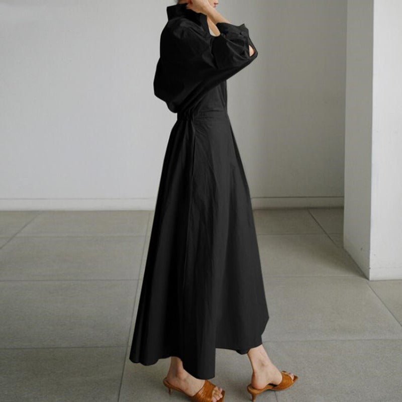 Robe maxi à manches longues et col polo (MS116)