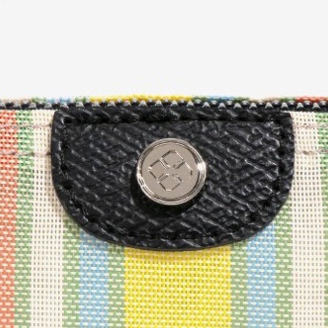 Porte-monnaie mini à rayures style crème et porte-clés (MAC436)