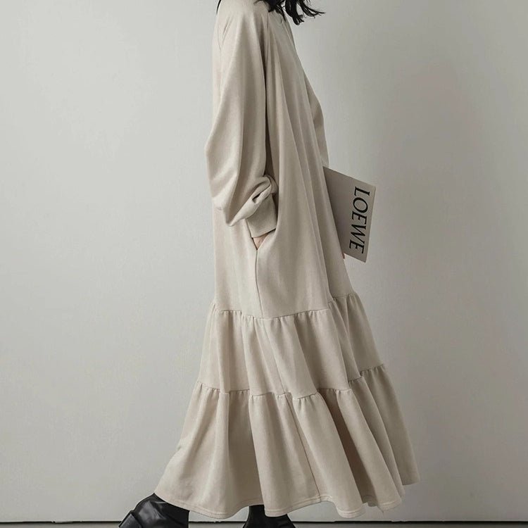Robe Maxi Sweat à Volants Coupe Ample (MS151)