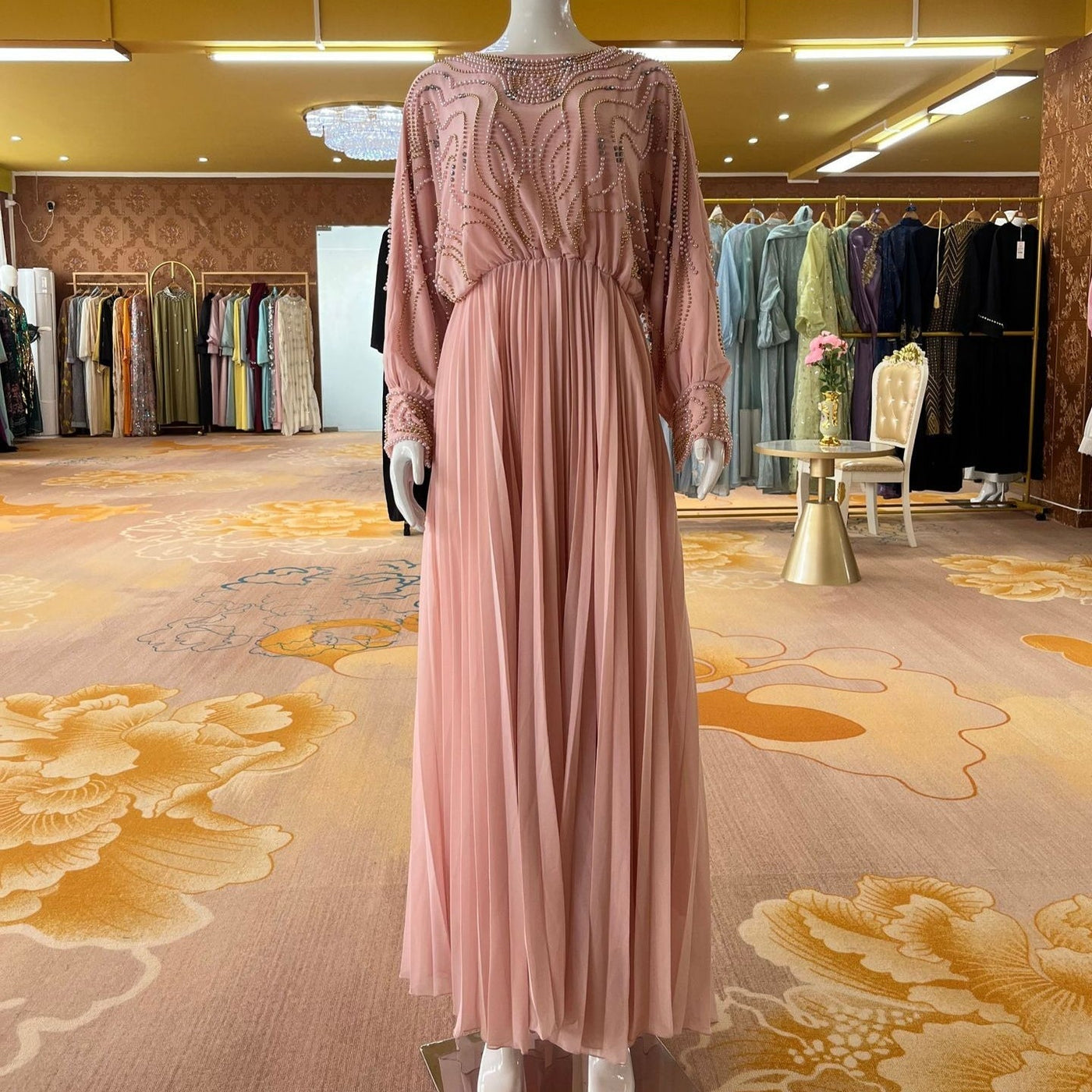 Robe Maxi Batwing Perlée et Cristal (MS529)
