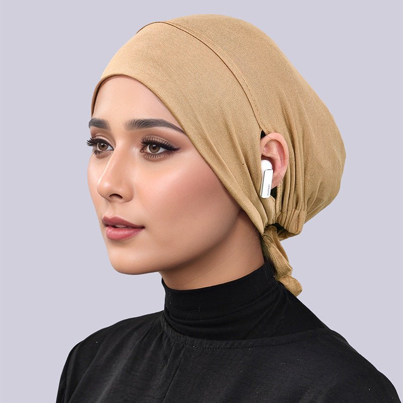 Sous-bonnet en coton mercerisé à nouer avec ouvertures pour les oreilles (MH204)