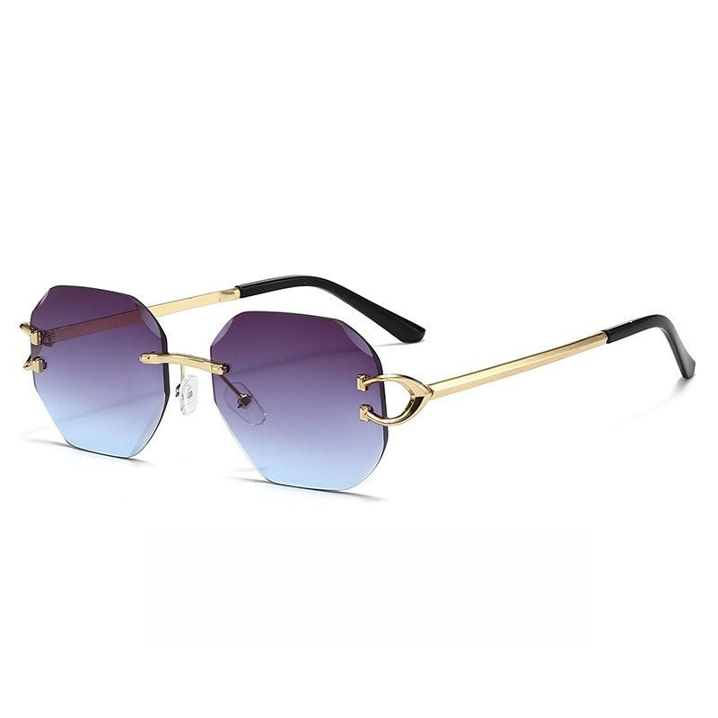 Lunettes de soleil vintage sans monture à bords taillés - Modèle statement polygonal sans cadre (MAC266)