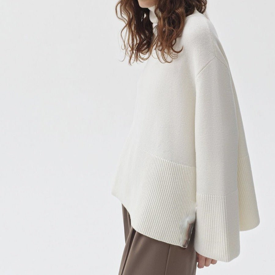 Pull à col roulé oversize avec fentes latérales (MS251)