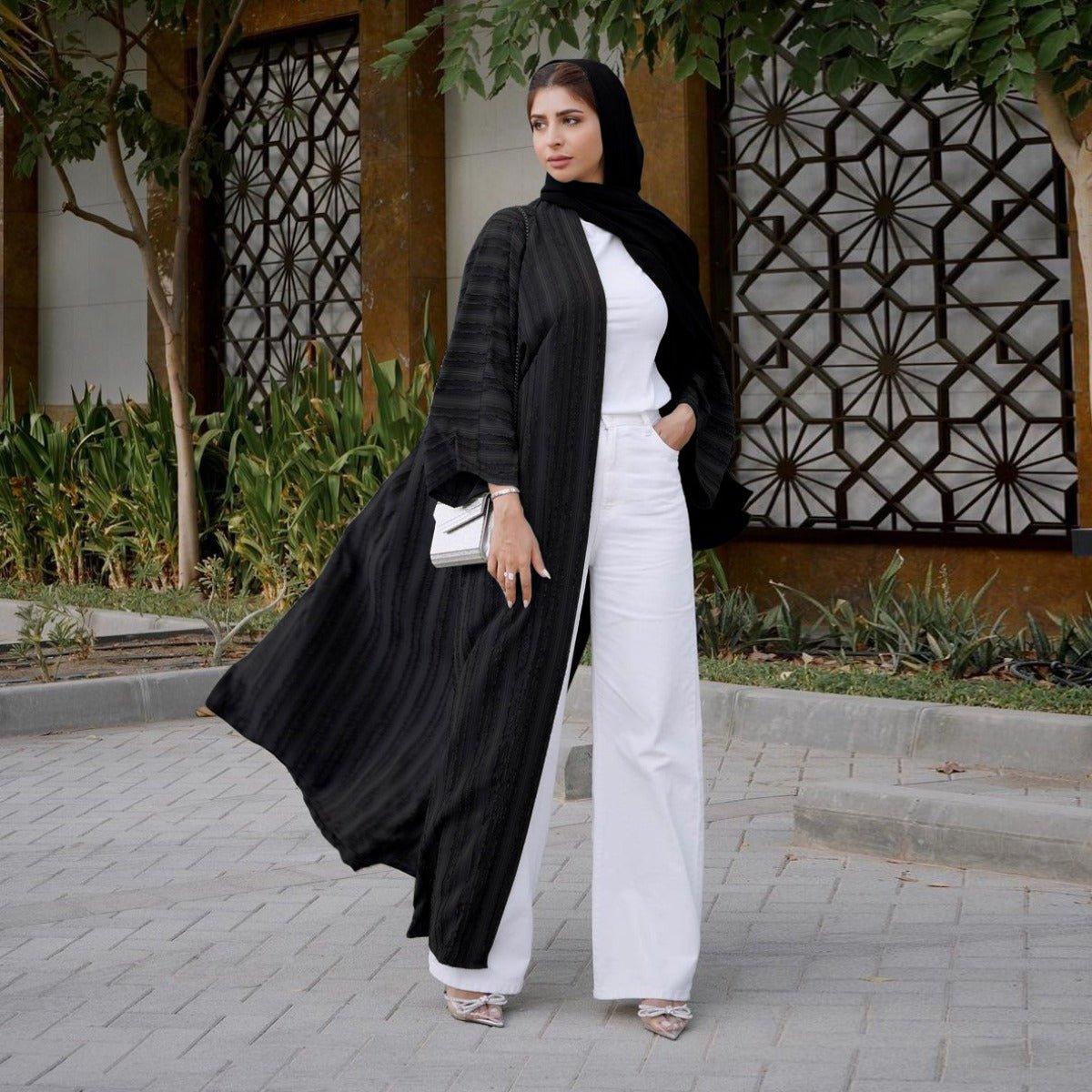 Cardigan Abaya Tricoté Vintage | Veste Longue Ouverte Modeste pour Femme (MOA217)