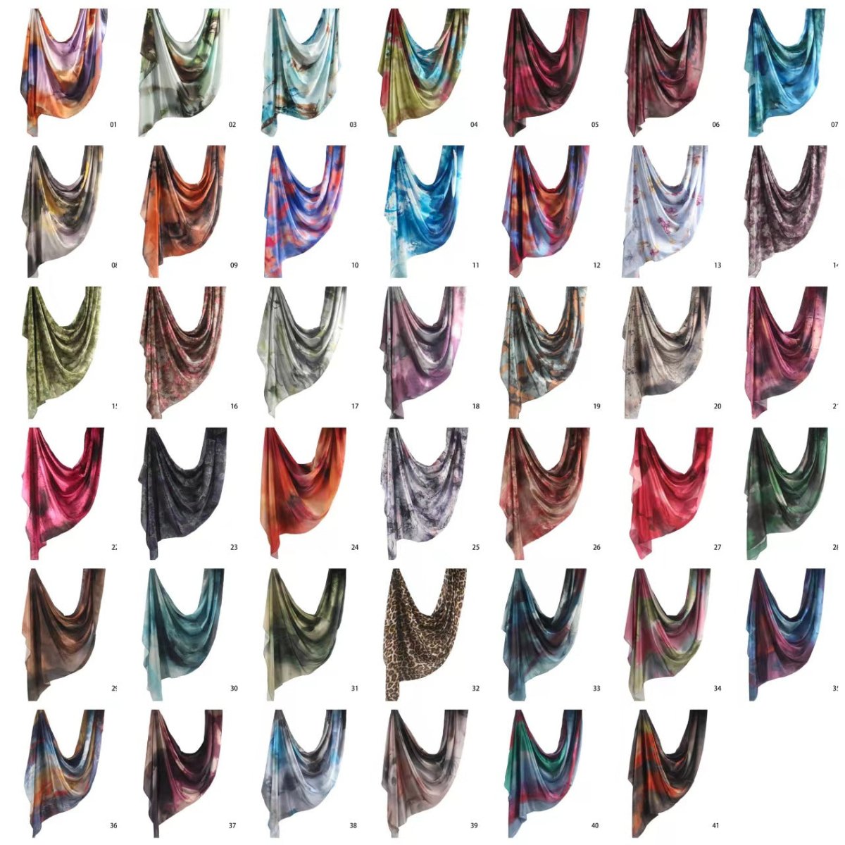 Foulard Hijab en Soie Imprimé Marbre (MH209)