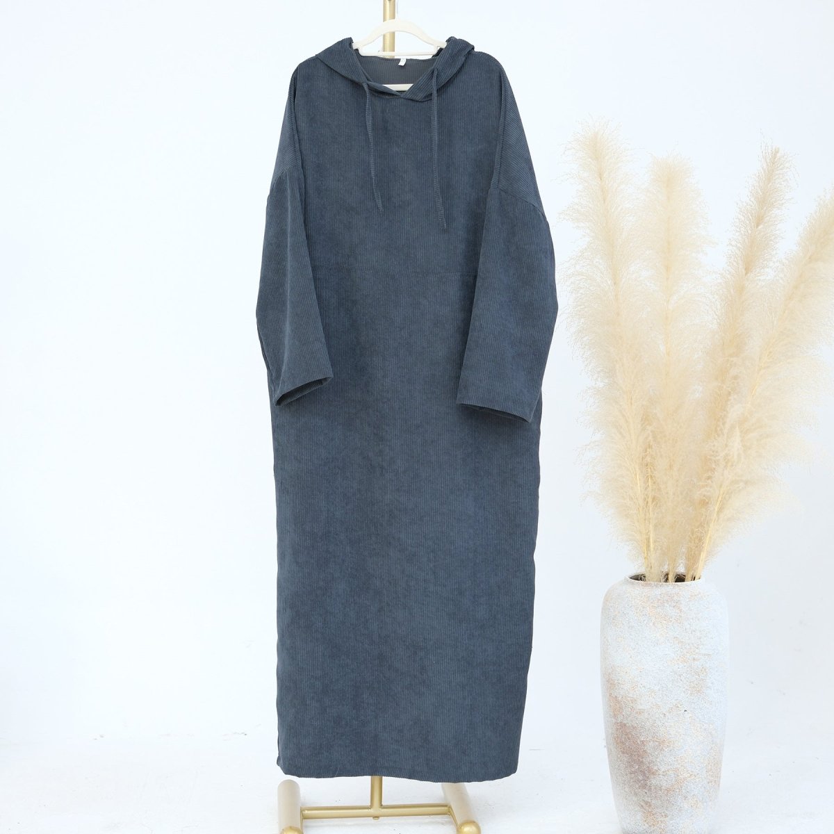 Abaya Sweat à Capuche en Velours Côtelé Décontractée (MA110)