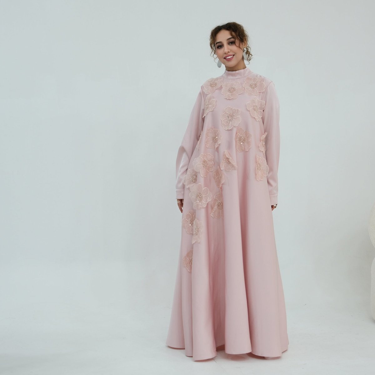 Robe Maxi Perlée Fleurs 3D (MA445)
