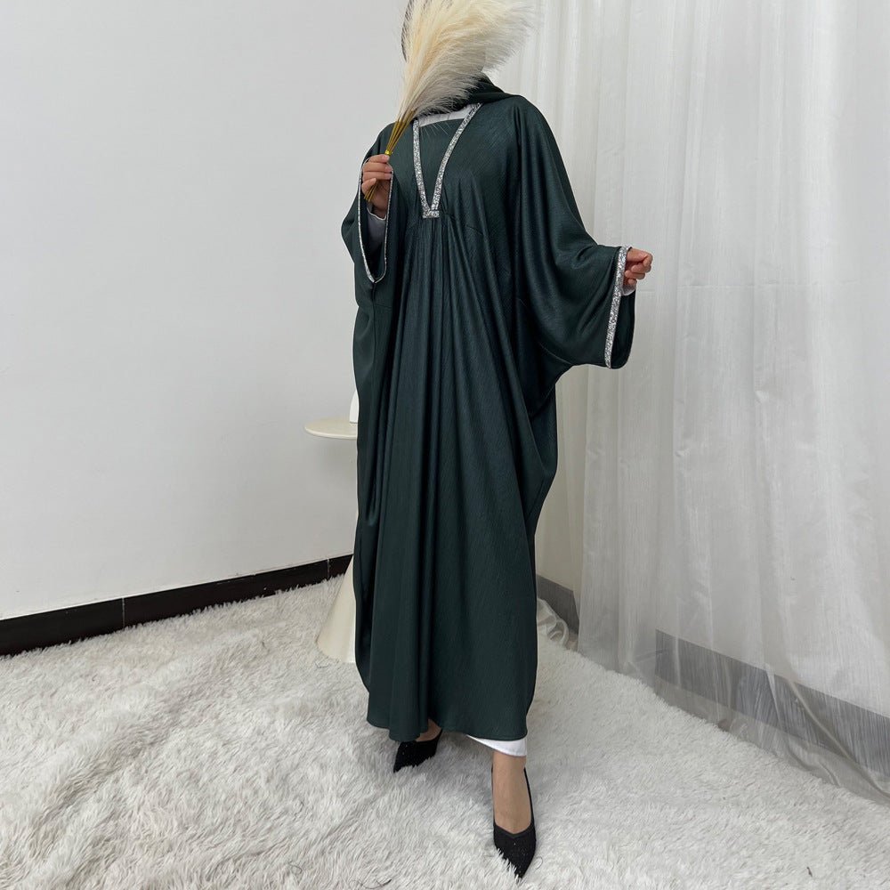 Abaya à manches papillon avec finition en cristaux | Robe de prière oversize (MA350)
