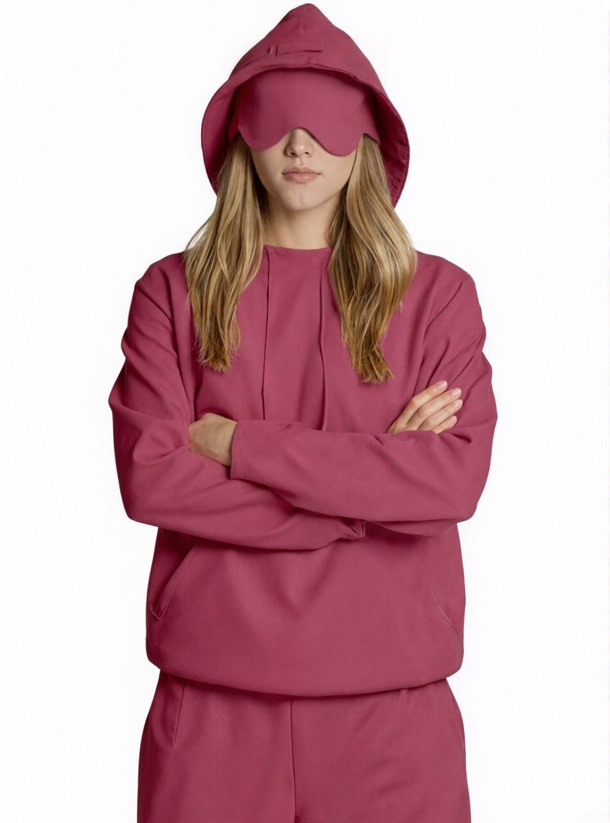 Sweat à capuche Travel Mode avec masque de sommeil intégré | Pull oversize avec masque de sommeil intégré (MS209)