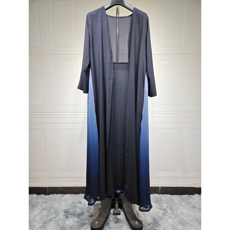 Robe Abaya Plissée Élégante à Dégradé | Robe Longue en Mousseline Pudique pour Femme Musulmane (MOA223)