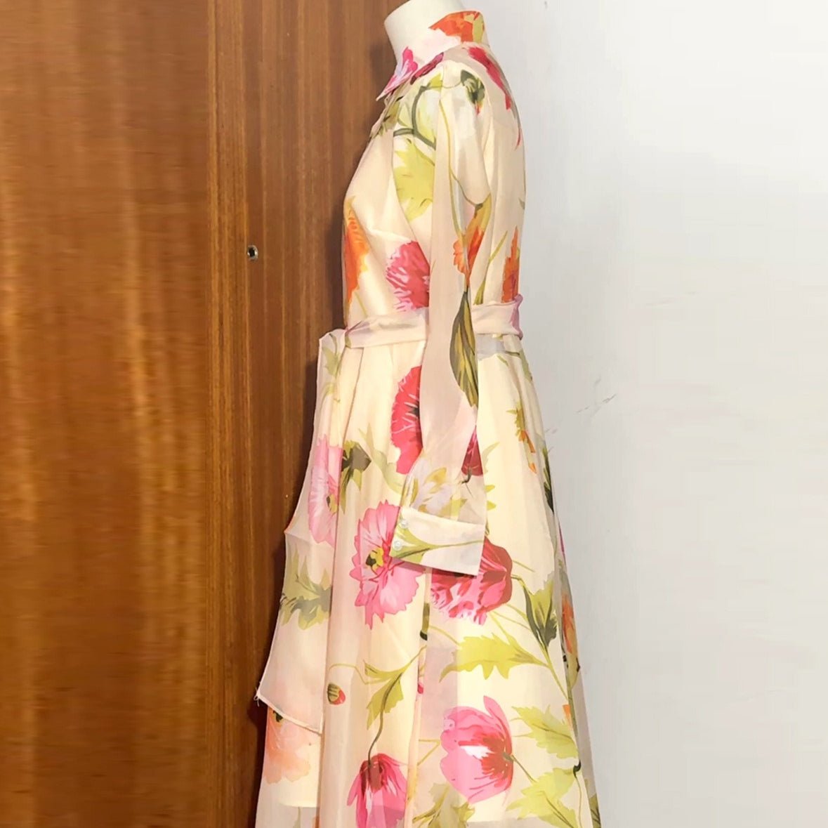 Robe Maxi Chemise Florale Aquarelle (MS414)