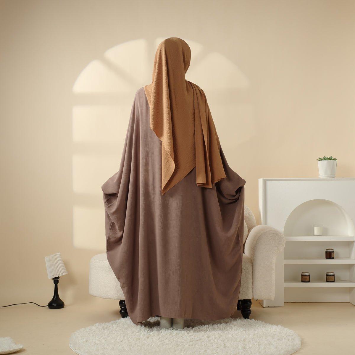 Abaya unie à manches papillon (MA048)