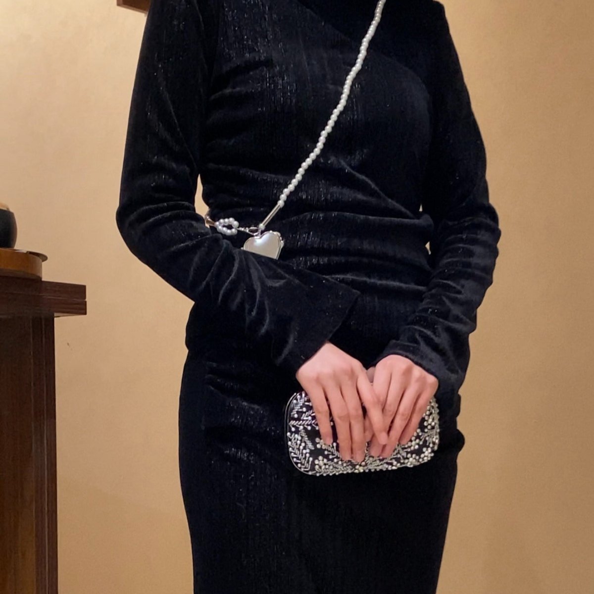 Robe Sirène en Velours Scintillant Froncée (MA358)