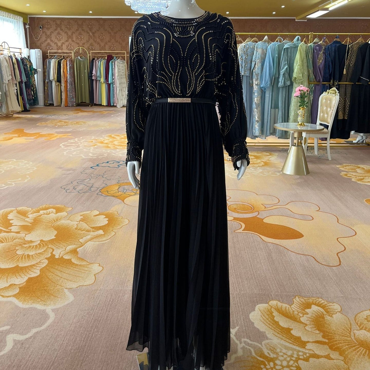 Robe Maxi Batwing Perlée et Cristal (MS529)