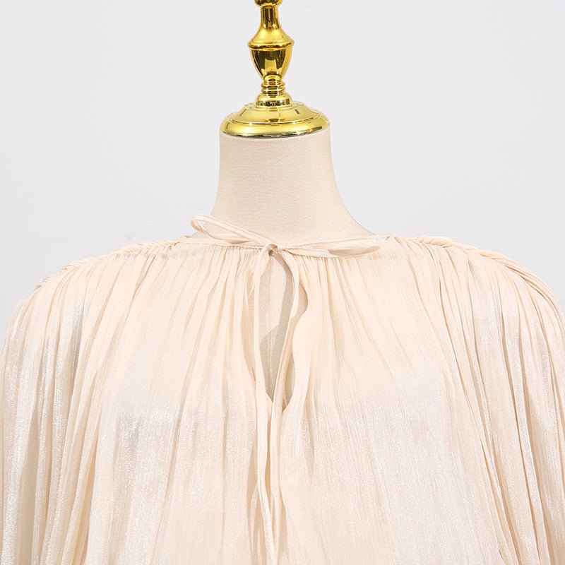 Robe blousante en satin avec col à nouer (MS354)