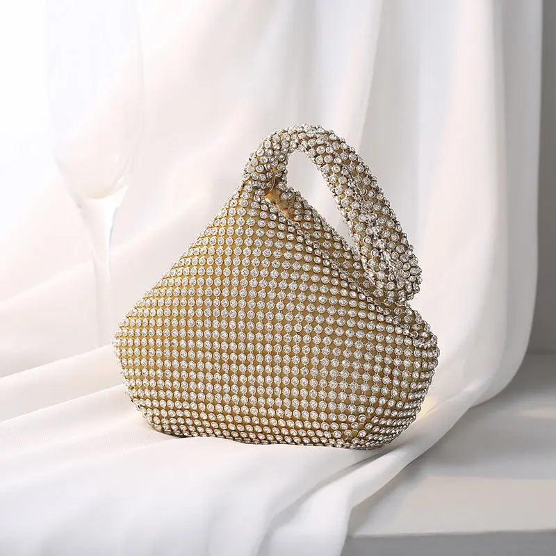 Sac à main MAC057 avec strass, forme cœur, brillant, fait main, petit sac de soirée