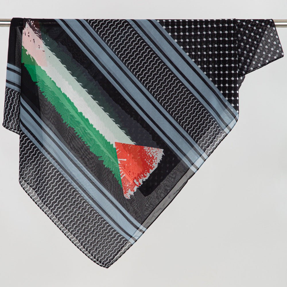 MH074 Hijab en mousseline imprimé Keffieh