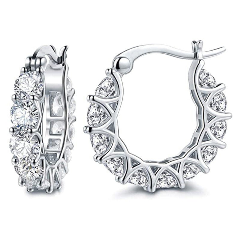 Boucles d'oreilles en U MAC163, entièrement ornées de fleurs en zircon