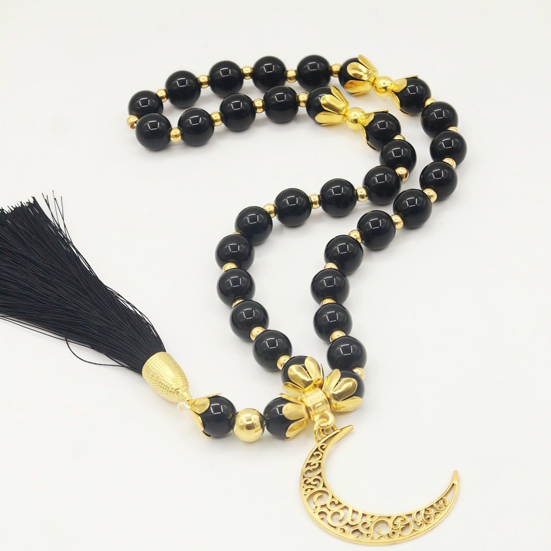 Bracelet Tasbih Croissant de Lune Perles de Prière Islamique (MR089)