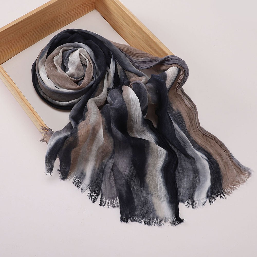 Hijab Châle Plissé Rayé Imprimé Polyvalent (MH180)