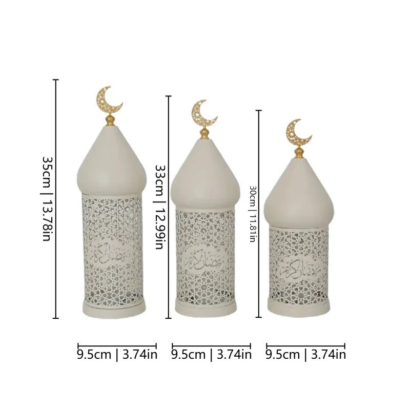 Lanterne Bougie Ramadan Eid en Métal Ajouré - Lampe Décorative (MAC380)