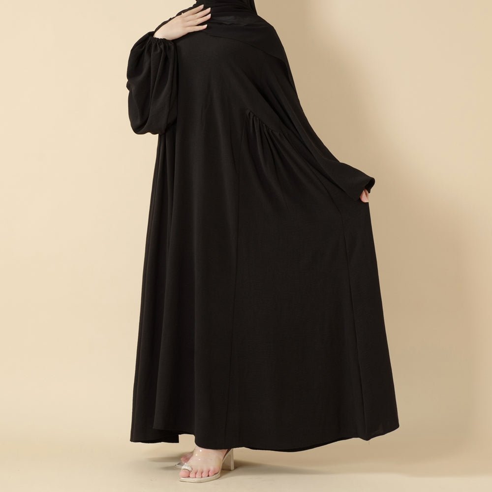 Abaya en crêpe coupe décontractée à manches lanterne (MA190)