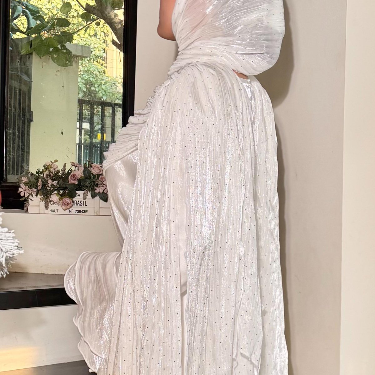 Robe Abaya Maxi à Manches Cape Plissées (MA430)