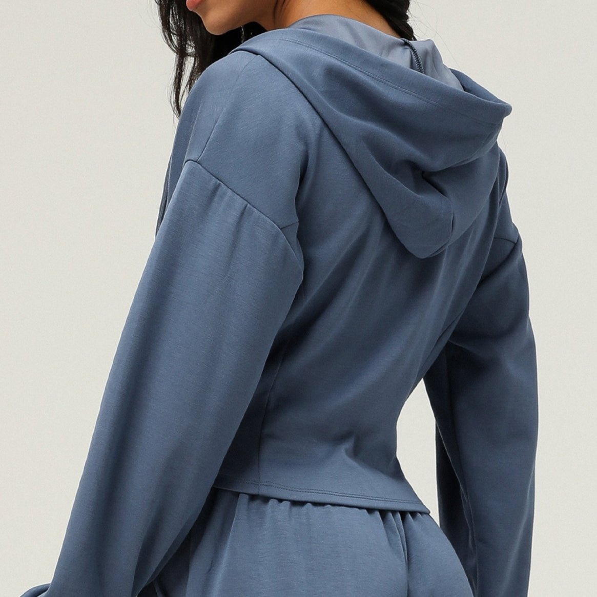 Veste à Capuche Zippée Athlétique | Haut de Yoga Cintré à la Taille avec Poches (MS169)