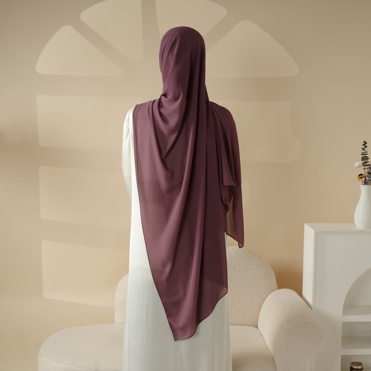 Châle en mousseline uni, Hijab en mousseline extra-fine (MH067)