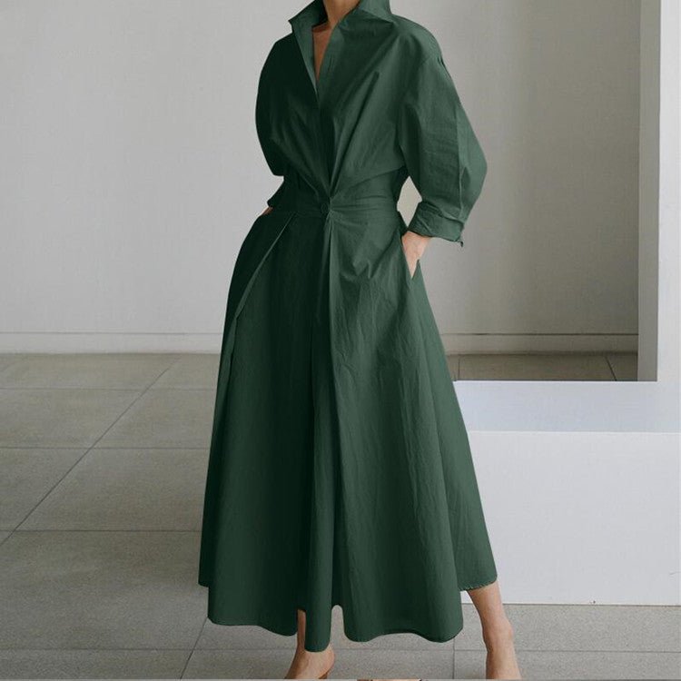 Robe maxi à manches longues et col polo (MS116)