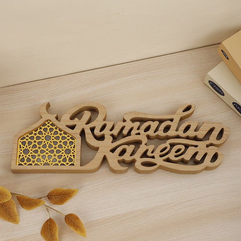 Décoration LED de Ramadan Mubarak, ornement artisanal en forme de croissant de lune (MAC393)