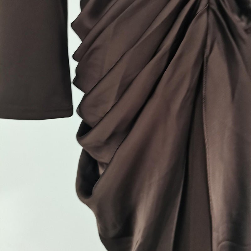 Robe-jupe en satin drapé avec broche bijou (MS321)
