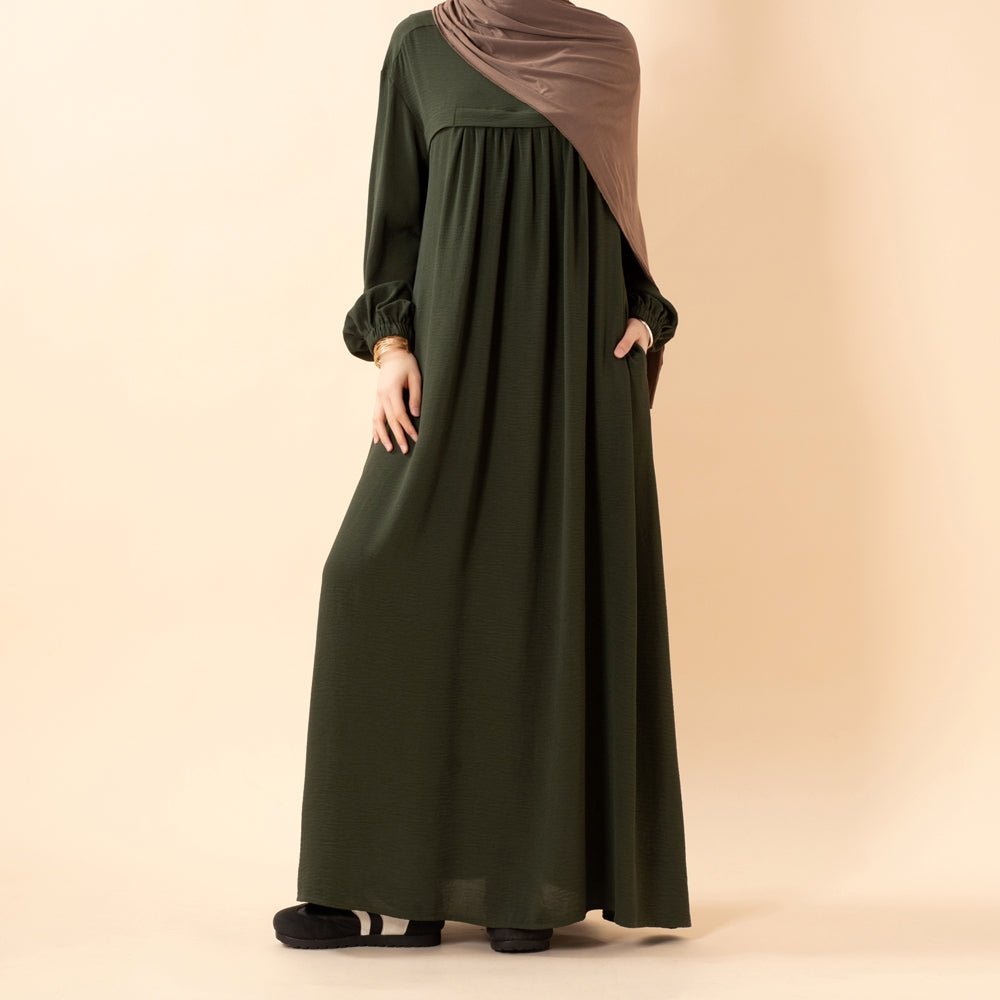Abaya en crêpe avec poches sécurisées pour Omra (MA386)