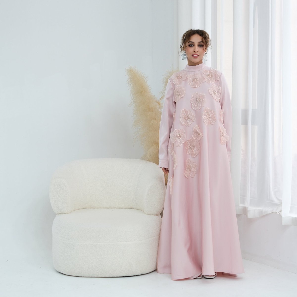 Robe Maxi Perlée Fleurs 3D (MA445)