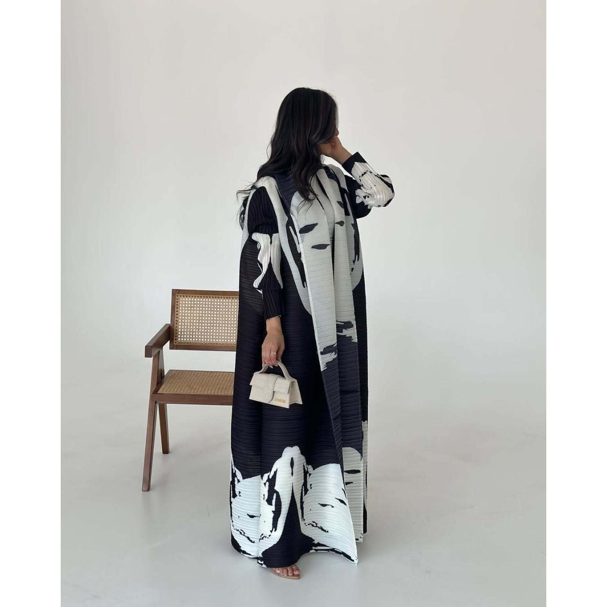Trench-coat Musulman à Imprimé Floral - Veste Cape Robe Modeste pour la Ville (MOA212)