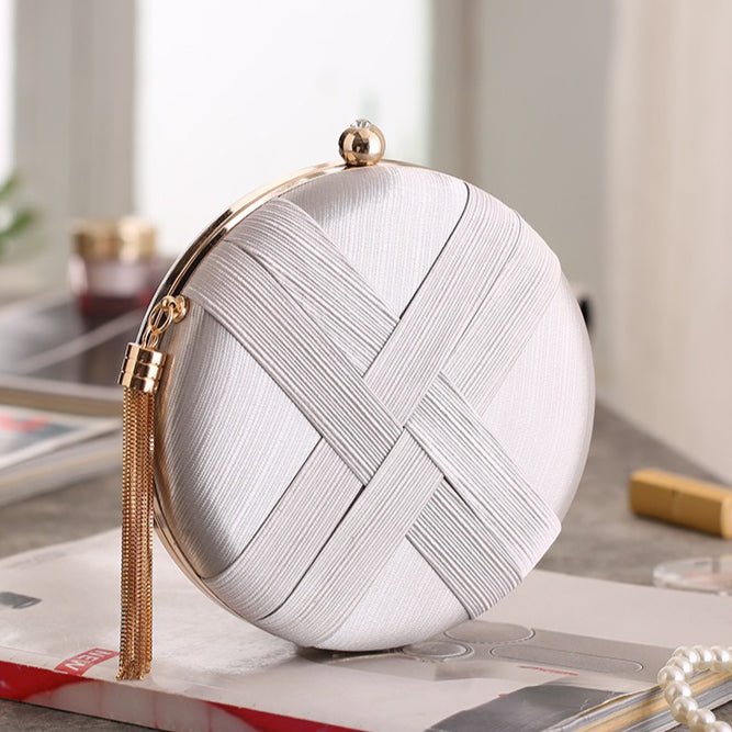 Sac à main pochette de soirée ronde avec détail tressé (MAC287)