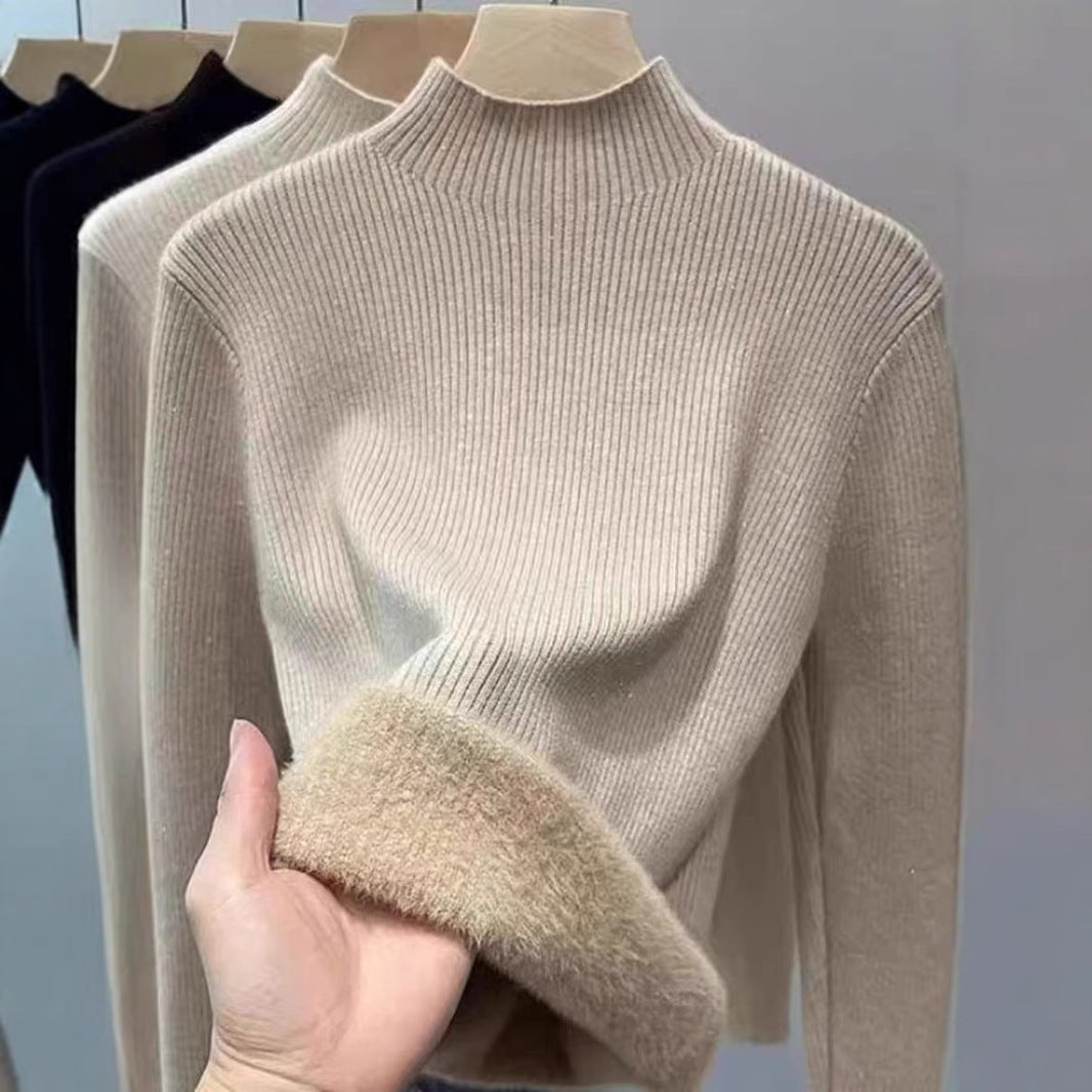 Pull Col Montant Doublé en Molleton | Haut de Base Épais pour l'Hiver (MS159)