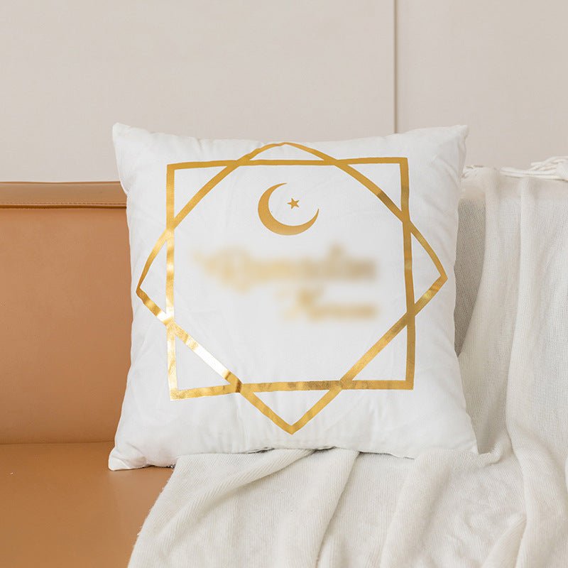 Housse de coussin en peluche courte avec impression à chaud "Eid Moon" (MR076)