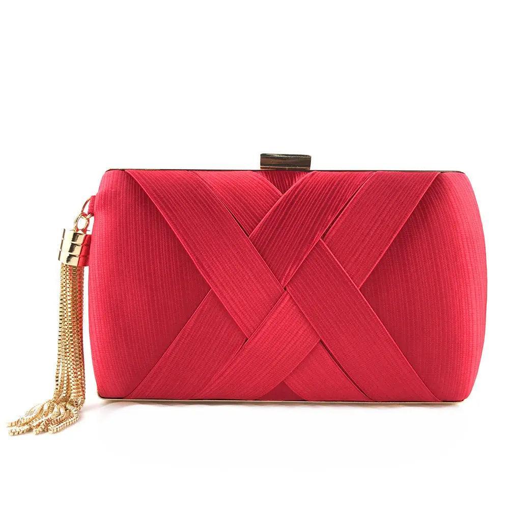 MAC032 Sac de soirée en soie pour femme avec pompon pendentif élégant