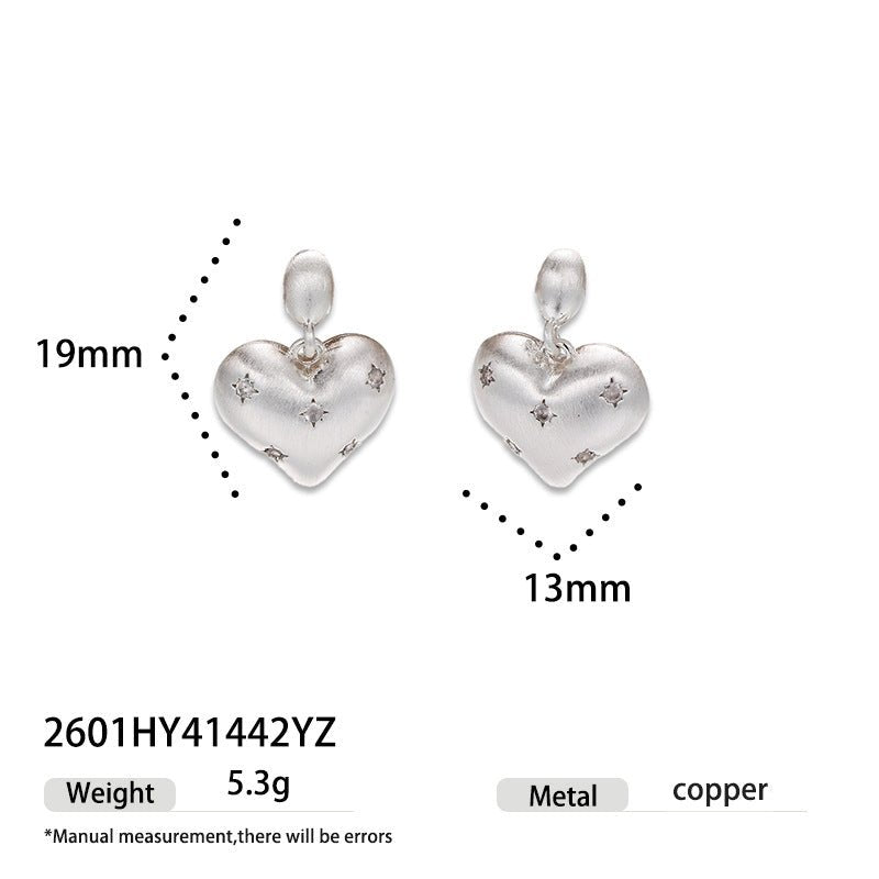 Boucles d'oreilles Cœur Brossé Élégant (MAC460)