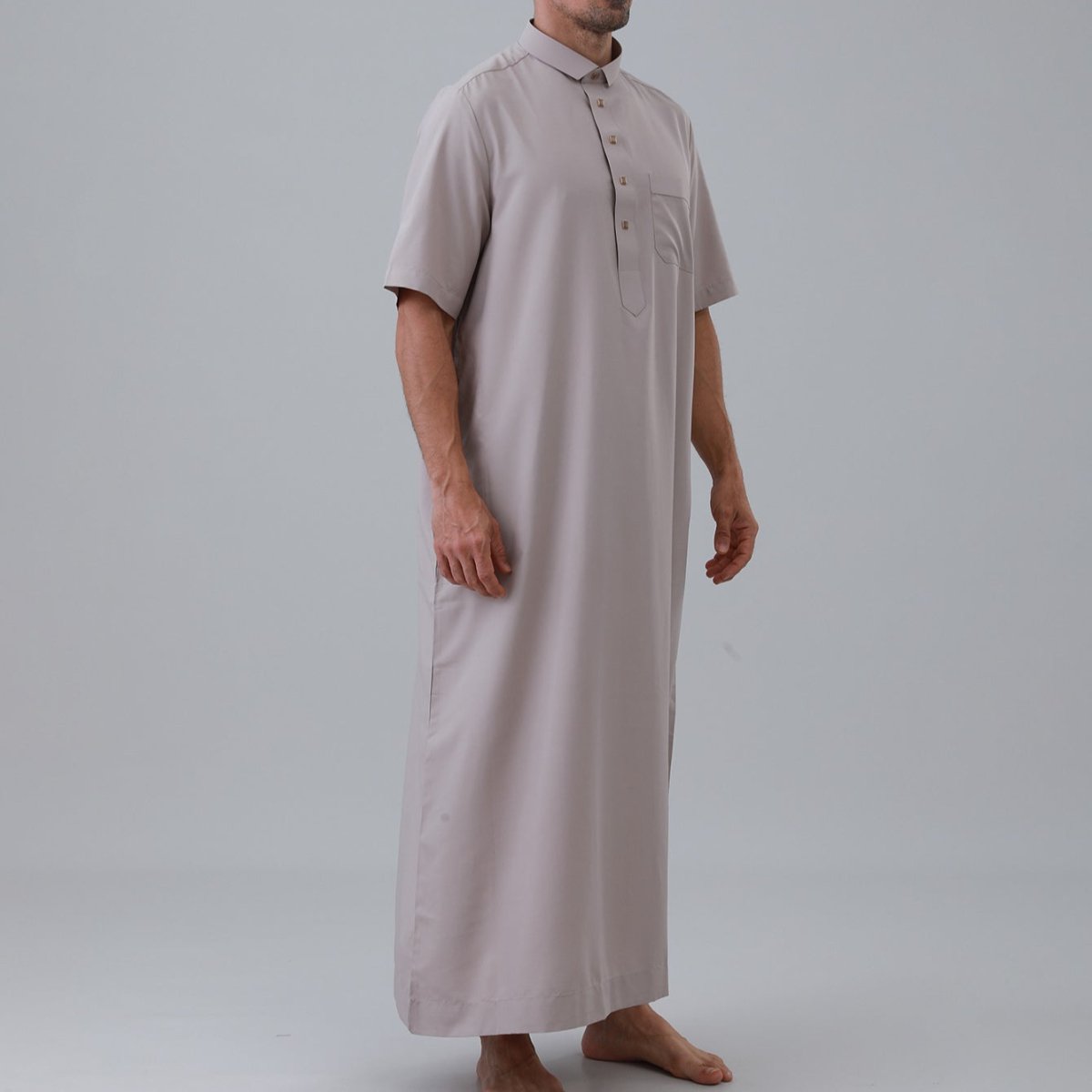 Thobe uni pour homme avec patte de boutonnage (MT038)