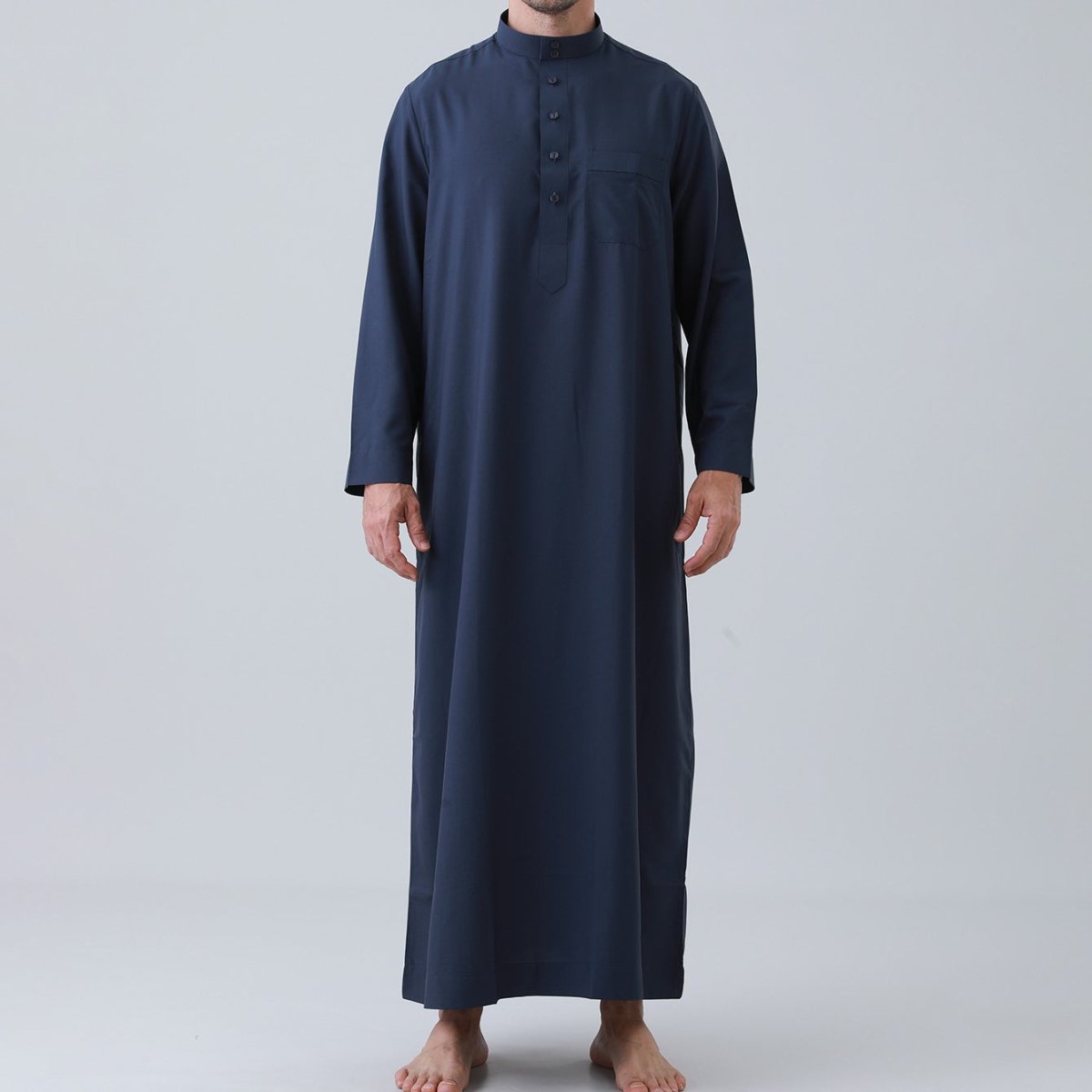Thobe uni pour homme avec patte de boutonnage (MT036)
