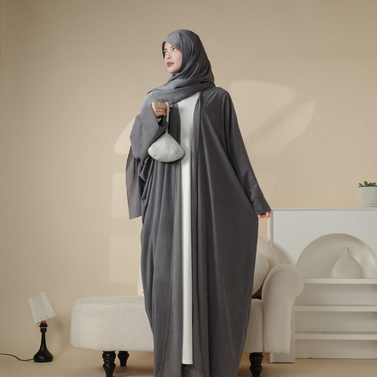 Cardigan Abaya Ouverte en Velours Côtelé (MOA028)