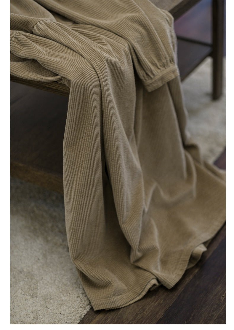 Robe Maxi en Velours Côtelé à Manches Bouffantes avec Poches | Robe d'Hiver Vintage en Velours Côtelé Doux (MS205)