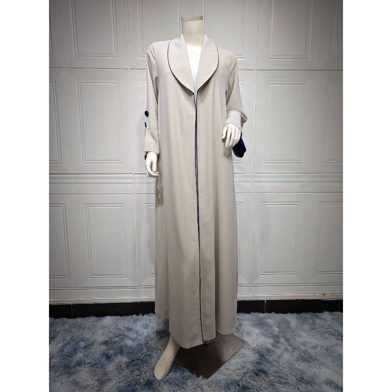 Robe longue automne et hiver à ouverture avant | Abaya cardigan plissée unie (MOA218)