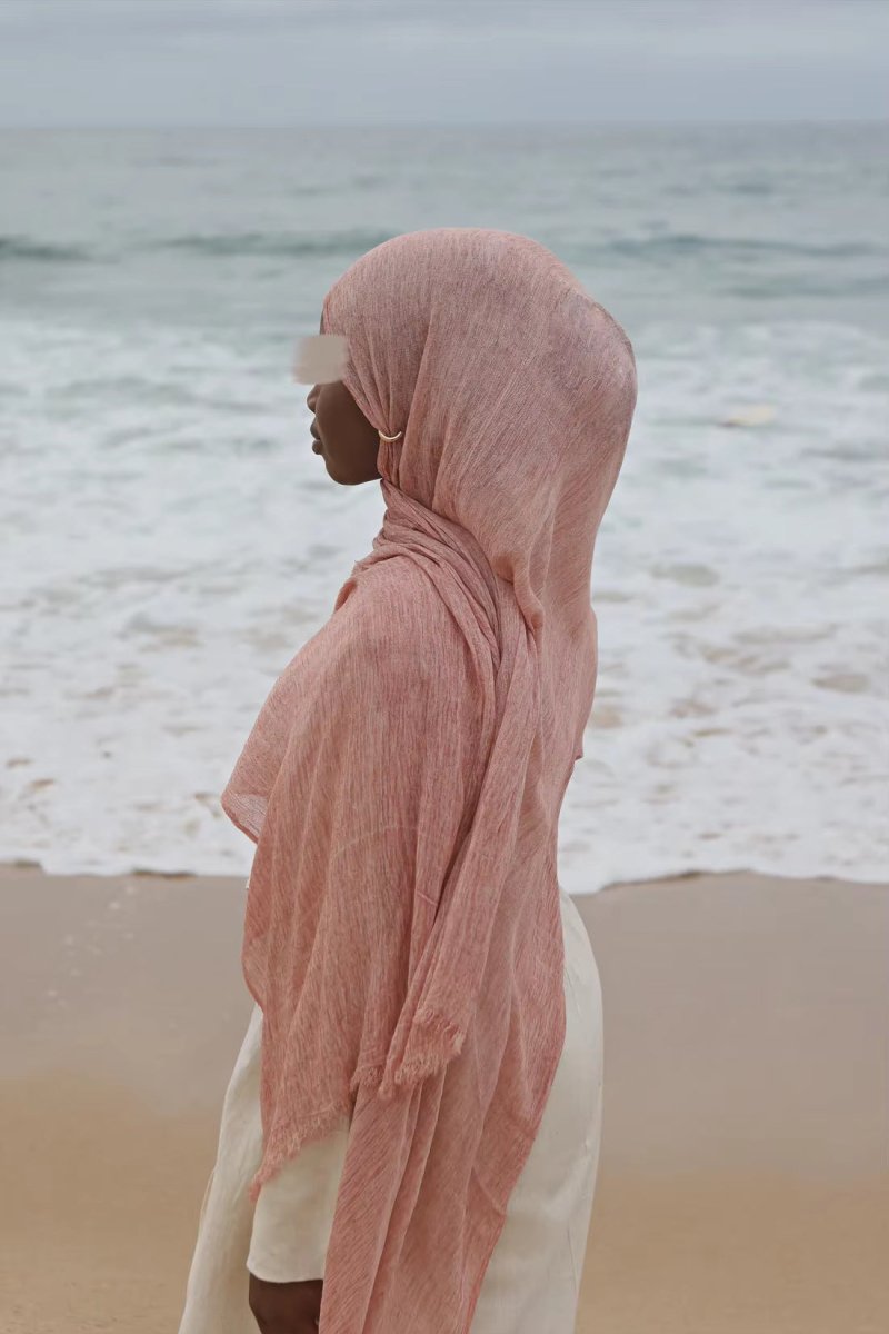 Hijab en Rayonne Texturée Froissée Coloris Unis Hijab Enveloppant Respirant pour Femme (MH145)