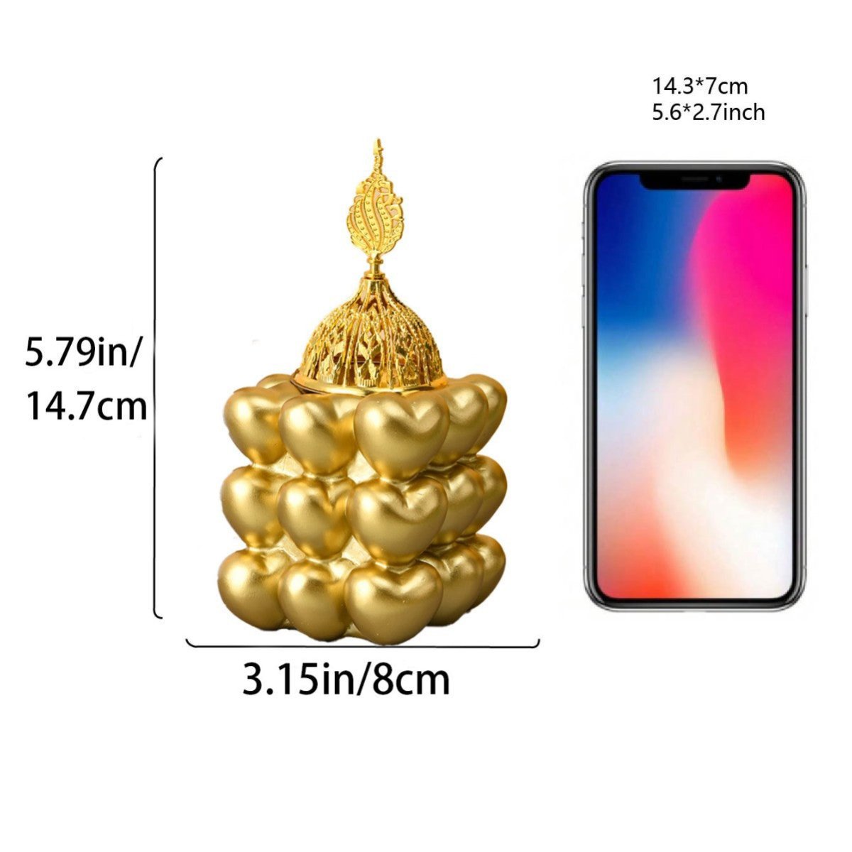 Brûleur d'encens cube décoratif en résine en forme de cœur (MAC401)