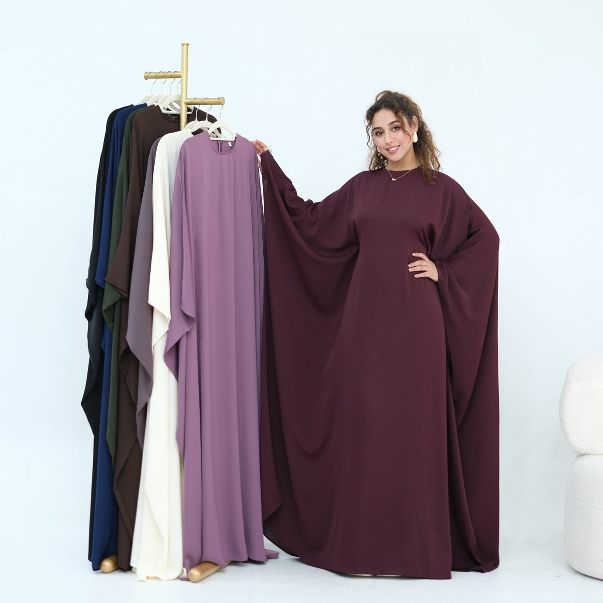 Robe Maxi Nida Crinkle Batwing Sleeve(MA458)